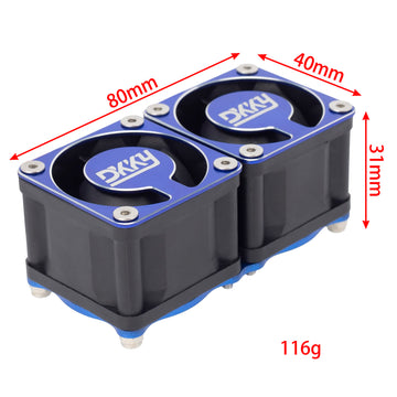 DKKY RC Motor Cooling Fan Heatsink 2Pcs DIY Kit for TRX4 ARRMA Axial 1/10 1/8 1/5 RC Model Car Upgrade Parts (Black)
