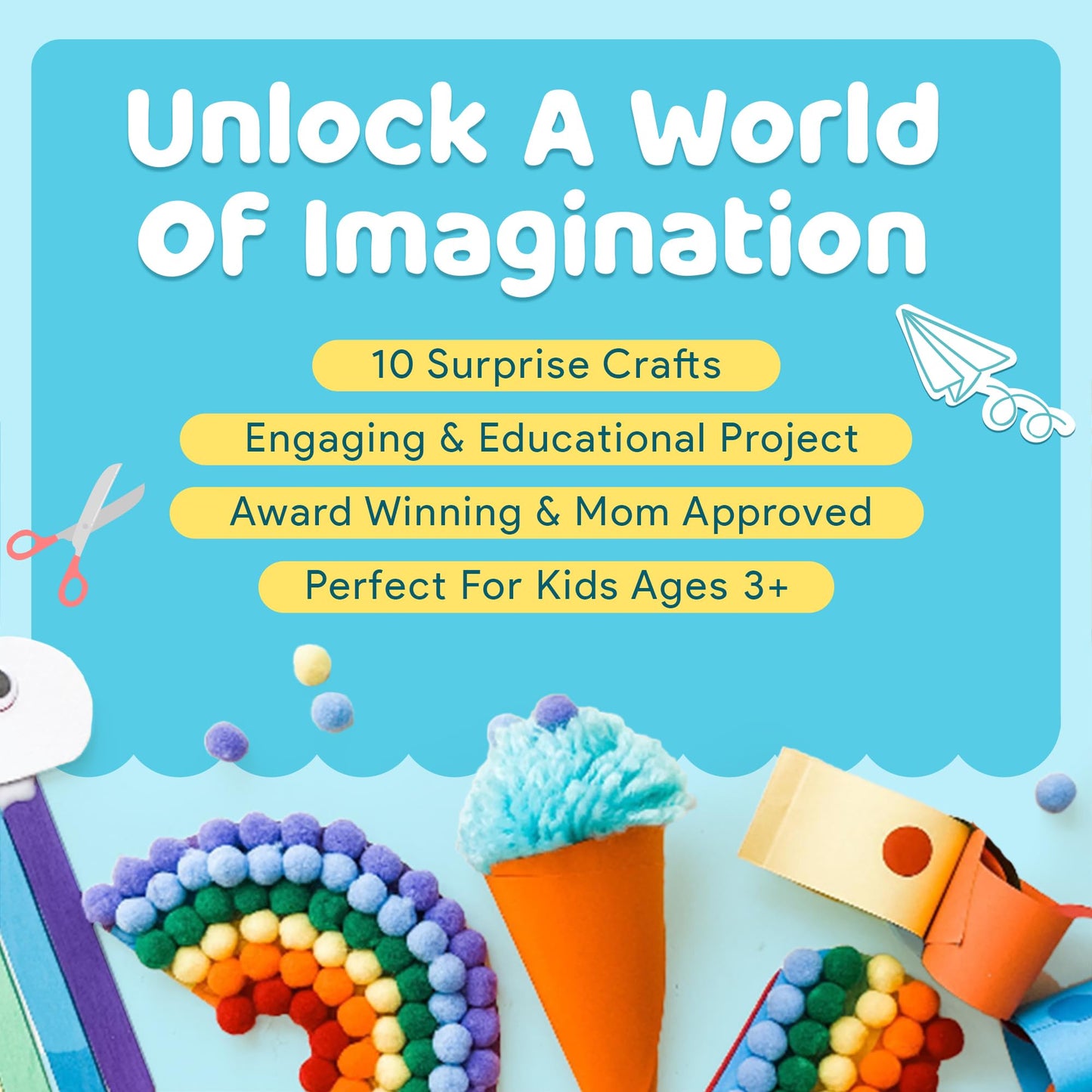 Mumaloo Craft Box For Kids - 10 Creative Arts And Crafts For Kids Ages 4-8, Fun, No Mess Educational Preschool & Homeschool Art