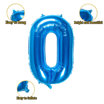 32 Inch Blue Number 0 Balloons Foil Ballon Digital Birthday Party Decoration Supplies (Blue Number 0 Balloon)
