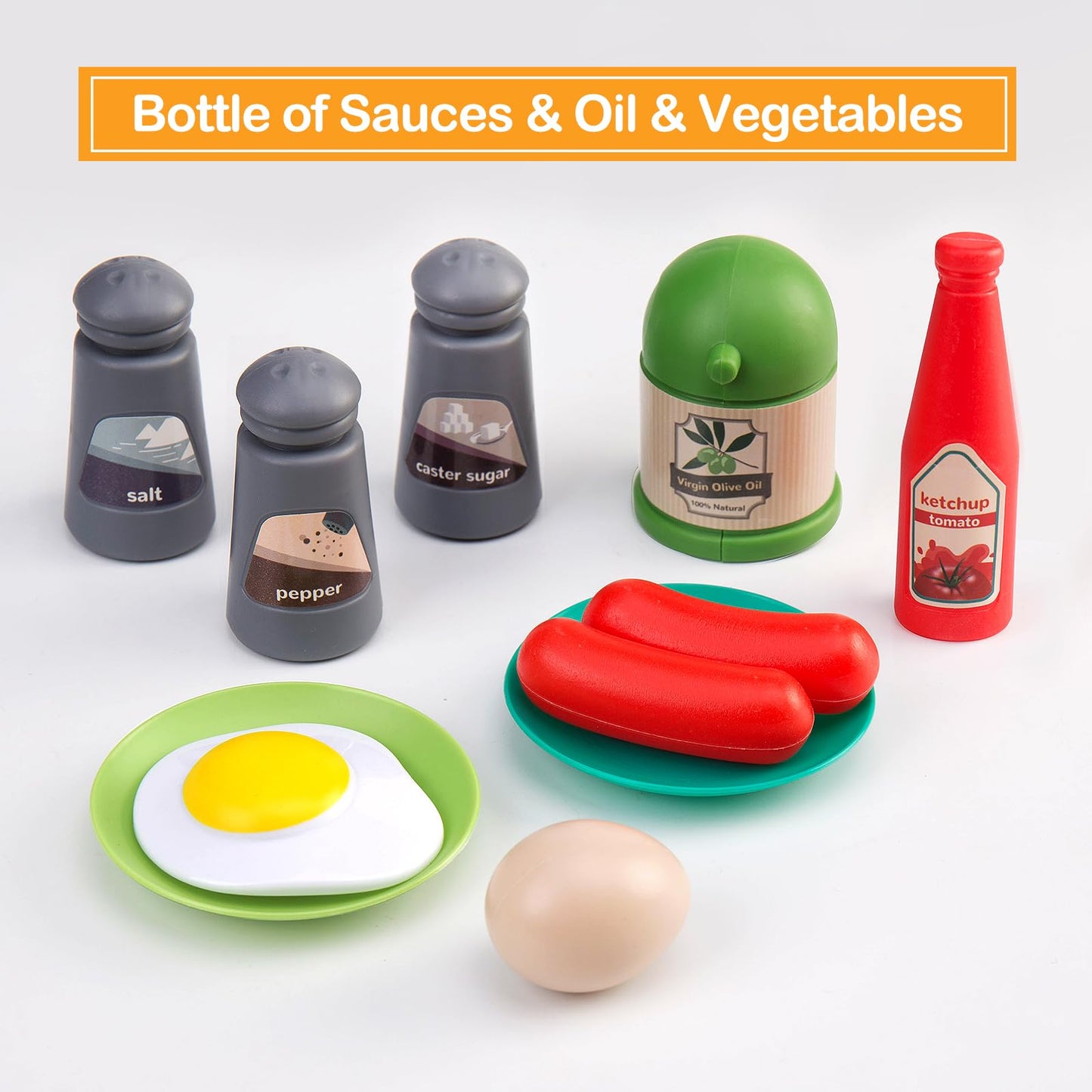 JokerKing 35Pcs Kids Kitchen Toy Accessories, Toddler Pretend Cooking Playset with Play Pots and Pans, Utensils Cookware Toys, P