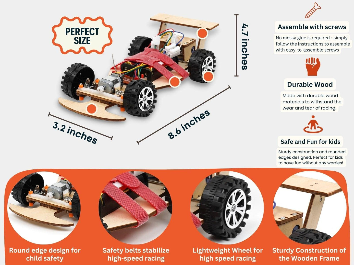 Pica Toys Wooden Wireless Remote Control F1 Racing Car Science Kit To Build (Red), Stem Project For Kids Aged 9 10 11 12 13, Science Building Kit Gift For Boys And Girls