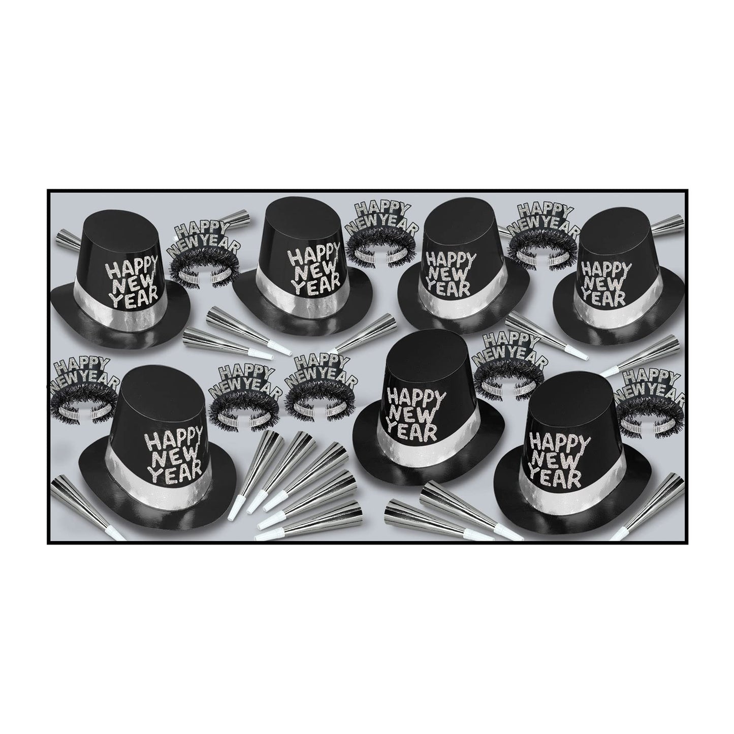 Beistle Tie Assortment For 50 People New Year?? Eve Party Supplies Photo Booth Props - Hats, Tiaras, Noisemakers, One Size, Blac
