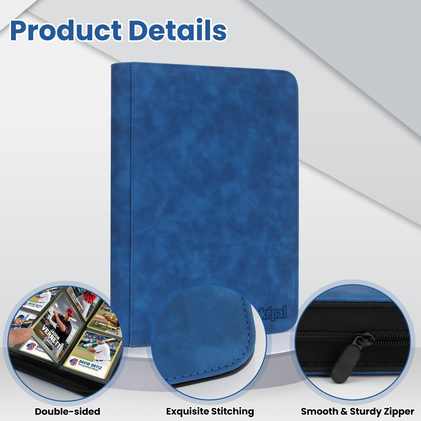 Pok?pal Trading Card Binder 9 Pocket Card Collection Binder for 540 Cards enhanced Card Book Double Sided Pocket Collector Album Holder Folder for TCG PM MTG OPCG YGO Sports Cards (Sapphire Blue)