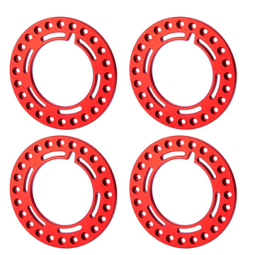 RCLIONS 4pcs Aluminum 1.9inch RC Beadlock Wheel Rim Replacement Ring for 1/10 RC Crawler Car 1.9'' Wheels/Rims (Red)