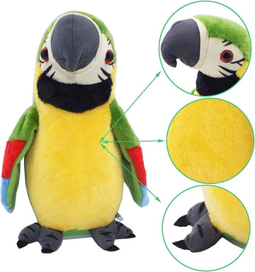 Talking Parrot Repeats What You Say Plush Animal Toy Electronic Parrot for Boys Girls Gift