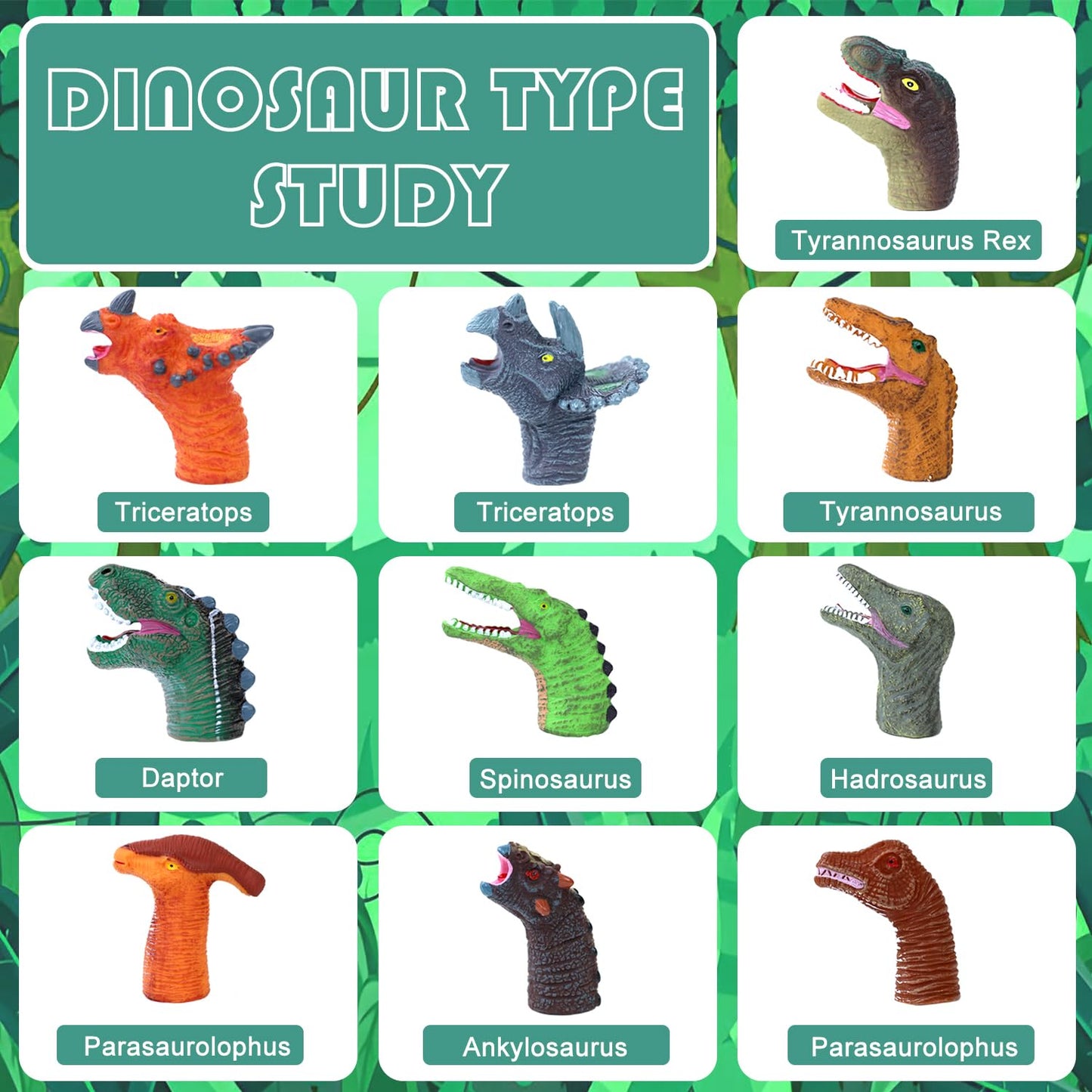 10Pcs Dinosaur Finger Puppets, Dinosaur Birthday Party Decorations Supplies Finger, Rubber Finger Puppets, Bath Finger Puppets B