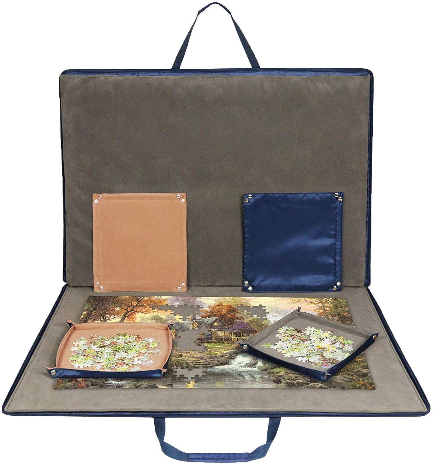 Lavievert 1500 Pieces Jigsaw Puzzle Board With Padded Cover, Portable Puzzle Case With 6 Sorting Trays, Puzzle Caddy Puzzle Storage Saver With Non-Slip Surface For Adults And Kids