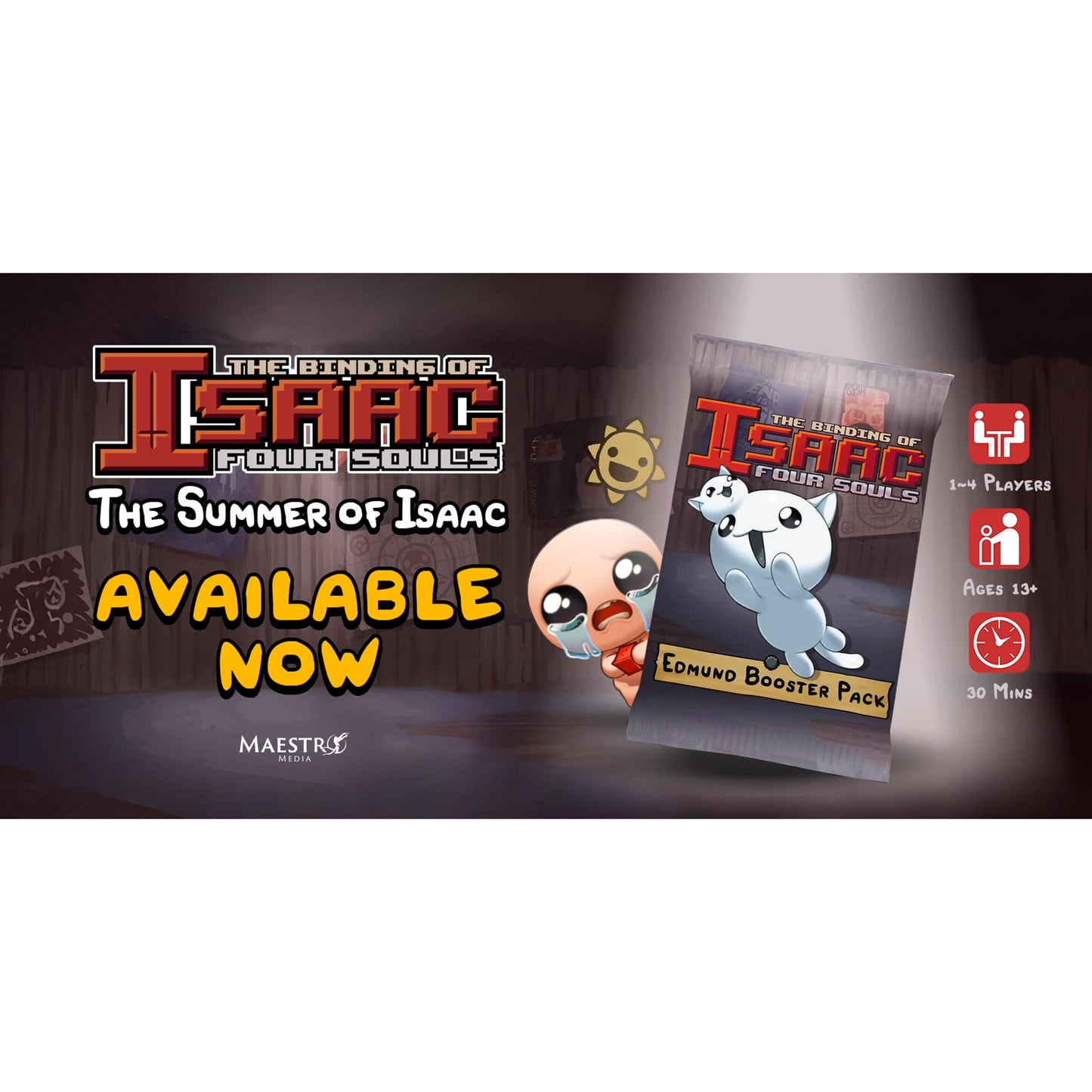 Maestro Media: The Binding of Isaac: Four Souls - Edmund Booster Pack - Mini Expnansion, Strategy Board Game, 15 New Cards, Ages