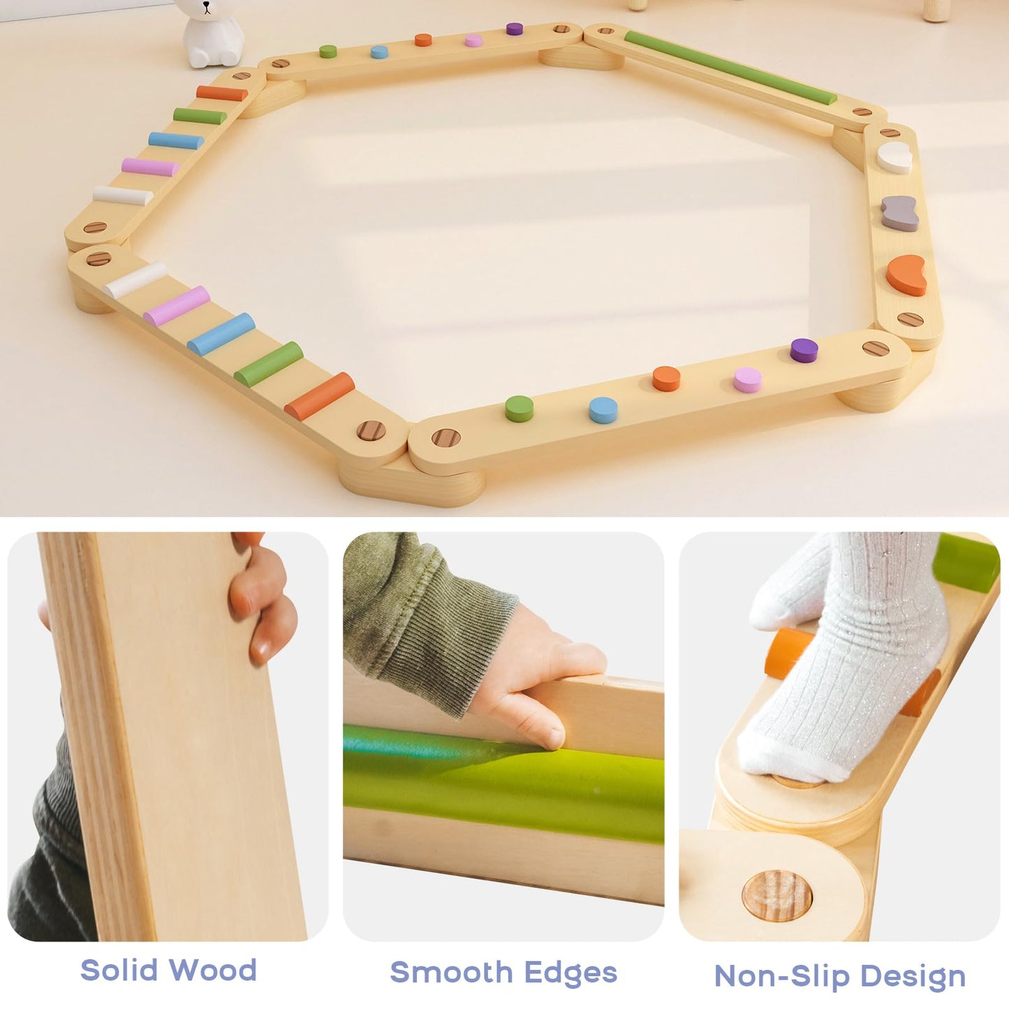 Banasuper Wooden Balance Beam For Kids Toddlers Gymnastics Beam Children Balance Board Montessori Toddler Toys Gymnastics Obstac
