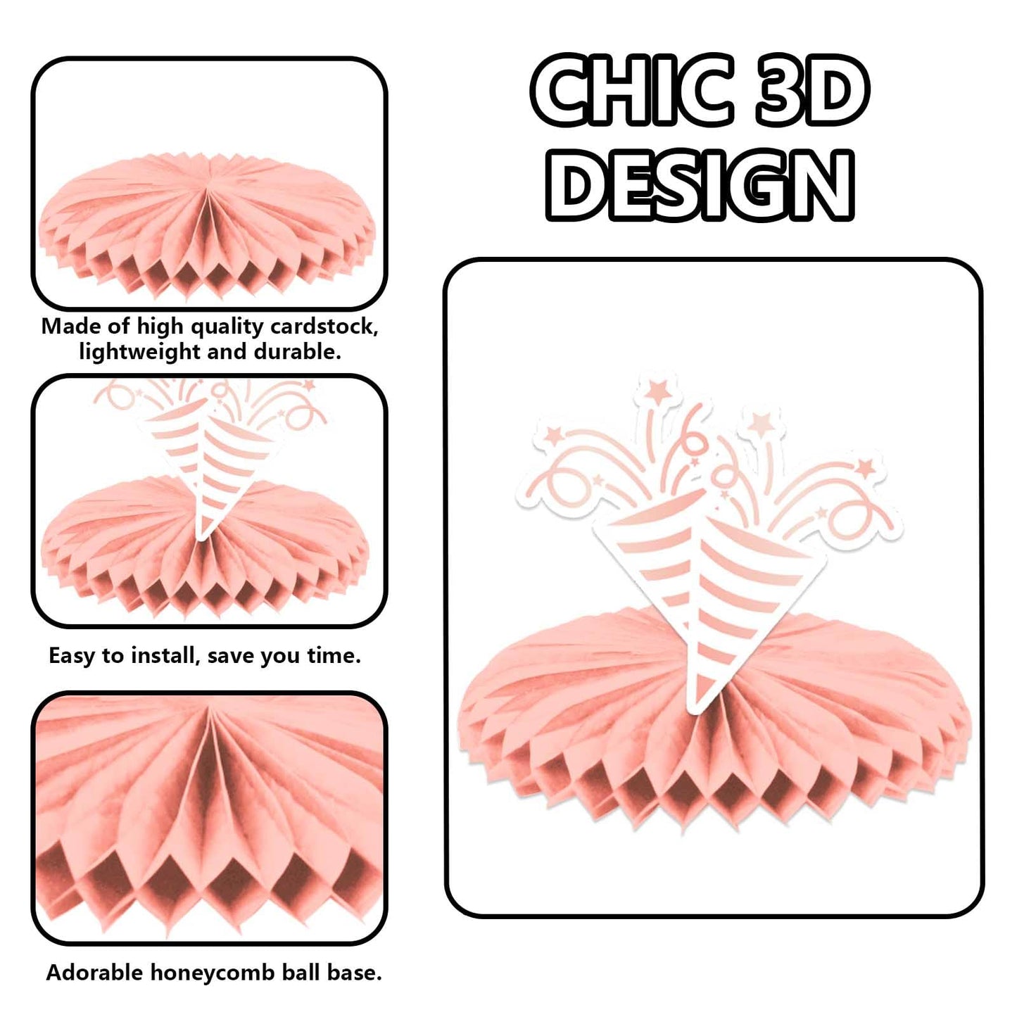 Happy 18Th Birthday Rose Gold Table Honeycomb Centerpieces Balloons Theme Decor Table Decorations Table Toppers For Girls Women Sweet Princess 18 Years Old Pink Birthday Party Bday Supplies Ornament
