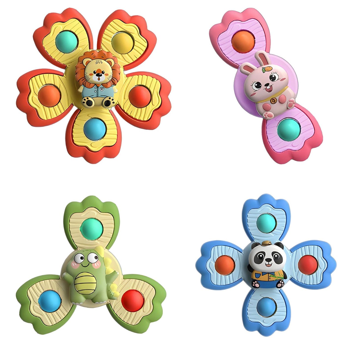 4 Pcs Suction Cup Spinner Toy For Babies, Baby Bath Toys For Toddlers 6 12 18 Months, Fidget Spinners Toy For Kids 1-3 Christmas