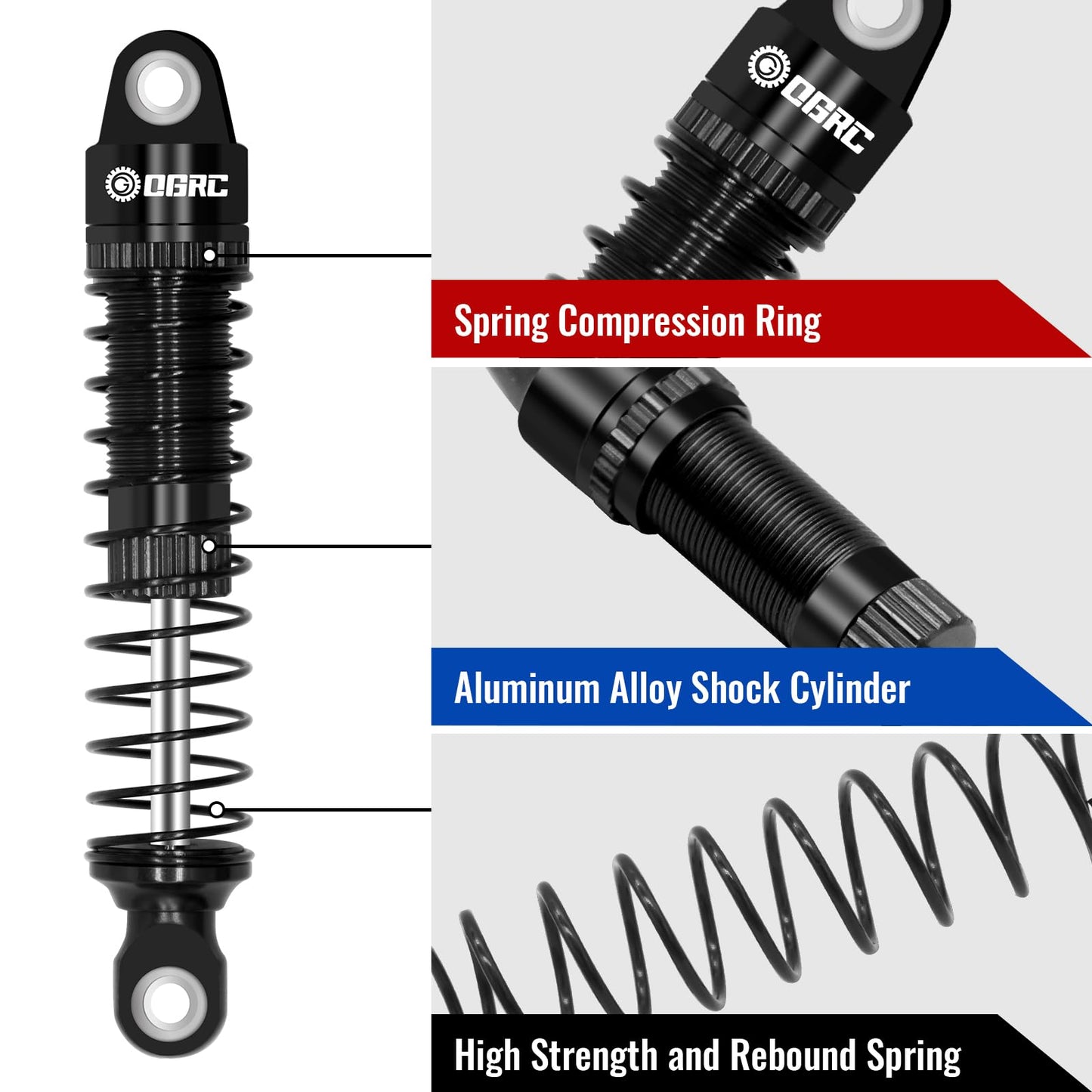 Ogrc 59Mm Shocks Absorber Oil Threaded Damper Threaded Shock Absorber For Trx4M 1/18 Rc Crawler Upgrade Parts (Black)