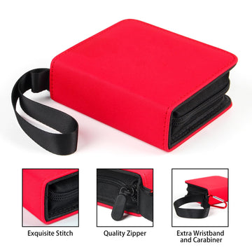 GEAoffice Mini Card Binder 1 Pocket with 80 Pockets enhanced Small 2 Pocket Trading Card Collection Album Folder with 40 Sleeves Double Sided - Gifts for Kids Red