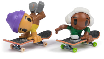 Tech Deck Sk8 Crew, 2-Pack Exclusive Fingerboards With Assistive Figures, Collectible And Customisable Mini Skateboards, Kids To