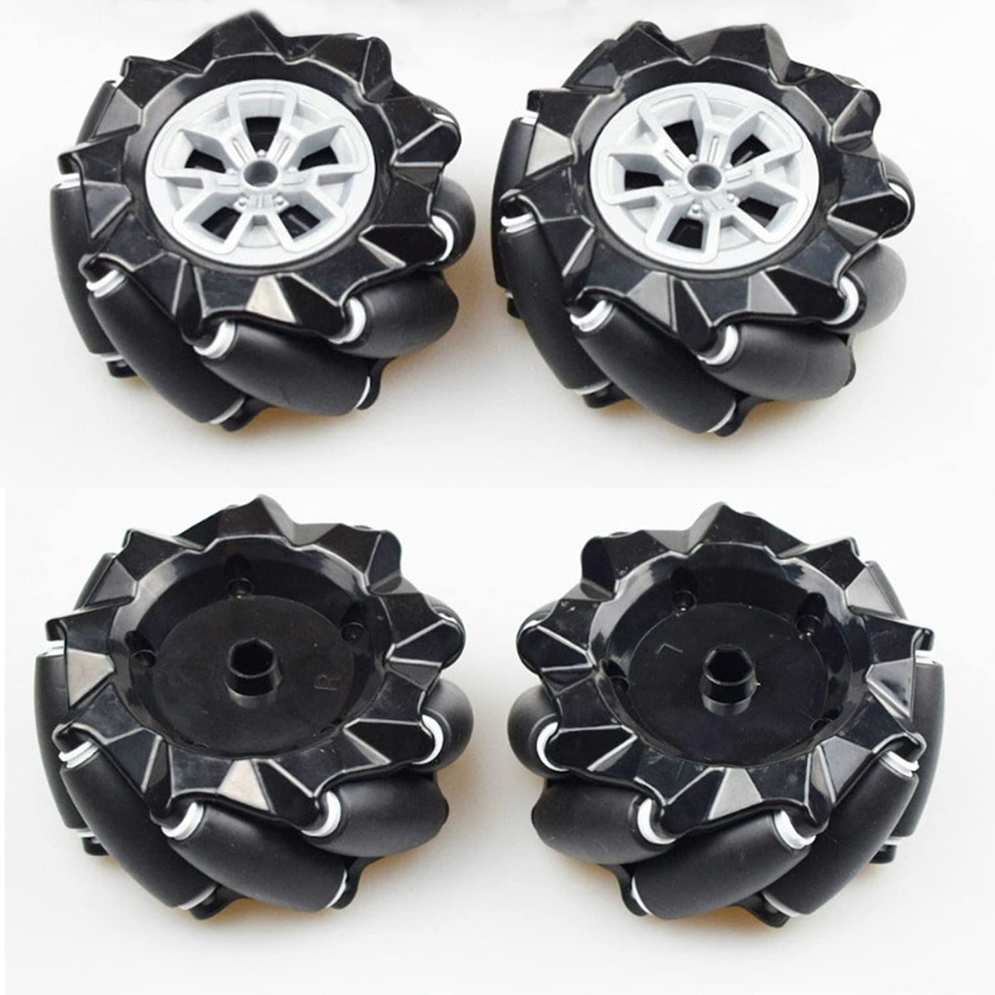 Swaytail Premium 97Mm Mecanum Wheel For Agv Robot Car Chassis, Omni Directional Tire With 4Pcs Metal 6Mm Coupling Motor Connector For Arduino Raspberry Pi Microbit Diy Rc Toy Part Steam Maker Remote