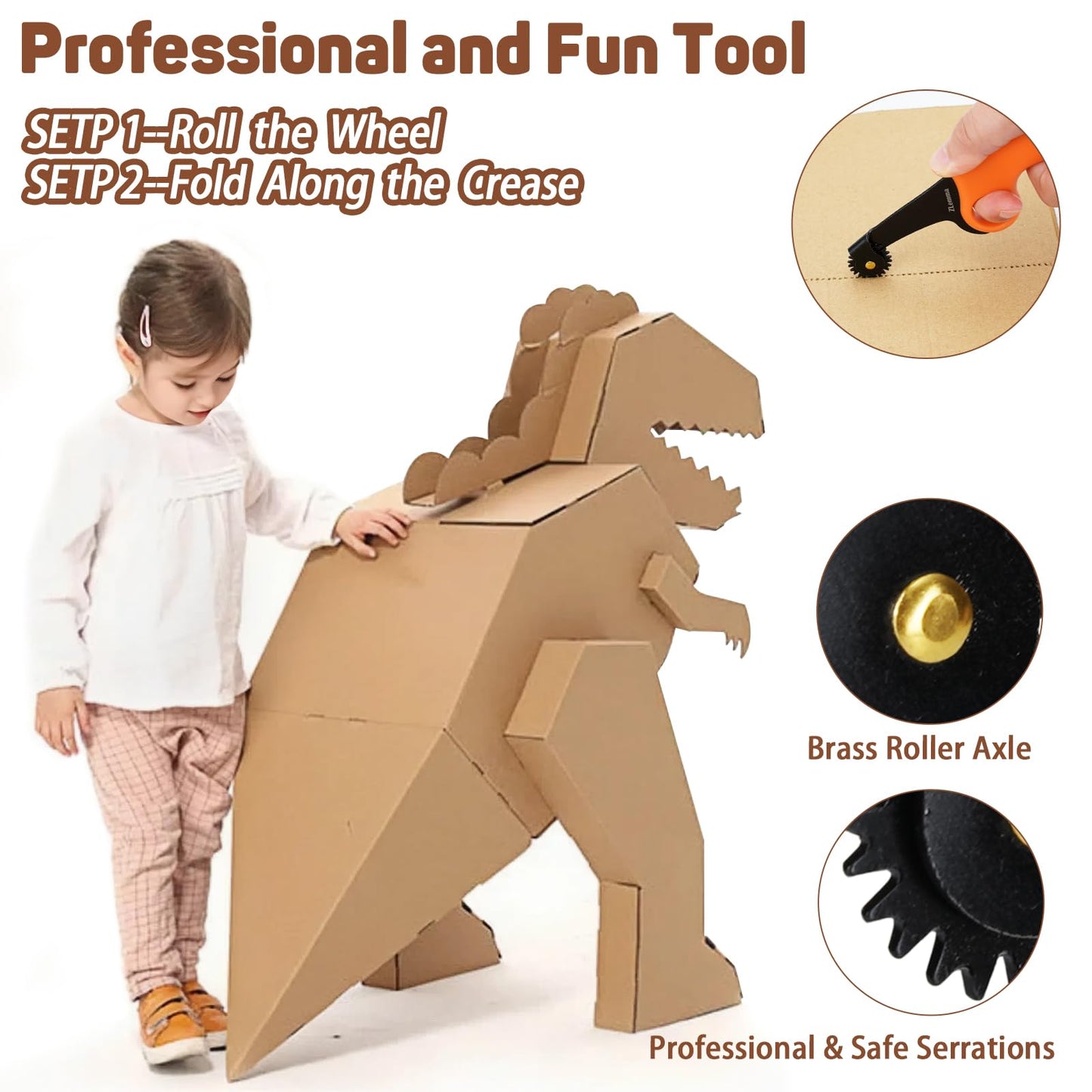 ZLemma Kids Cardboard Construction Tool Kit with Scoring Wheel, Safe Saw Cardboard Cutter & Perforate Lines to Sculpt Cardboard