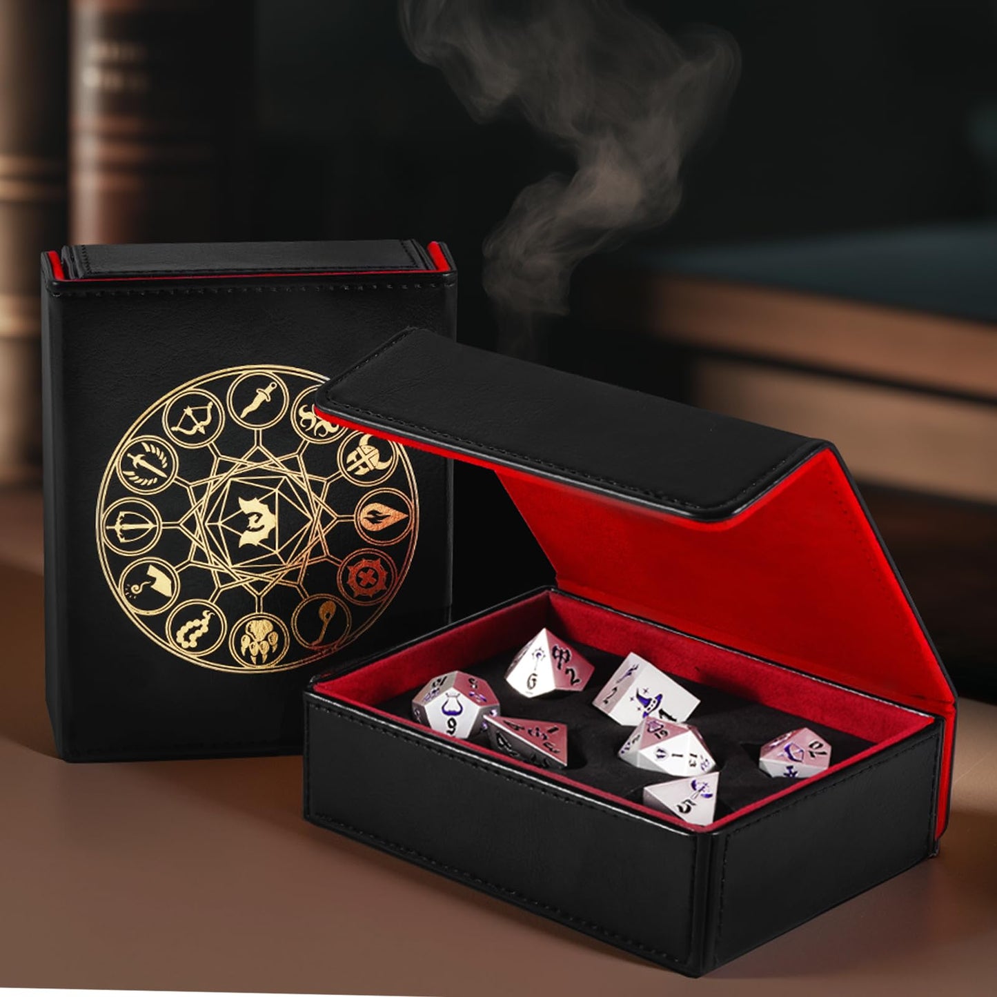 DND Dice Set, 7Pcs Metal Dice with Dice Box for Dungeons and Dragons, Polyhedral D&D Dice Set Role Playing Games, Board Games (S