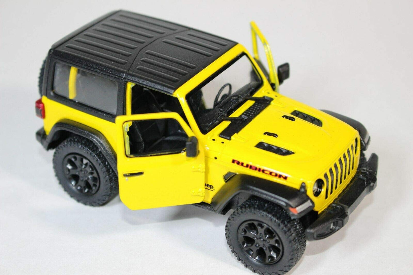 Kinsmart 2018 Jeep Wrangler Rudicon Hard Top Yellow 5'' 1:34 Scale Die Cast Metal Model Toy W/ Pullback Action