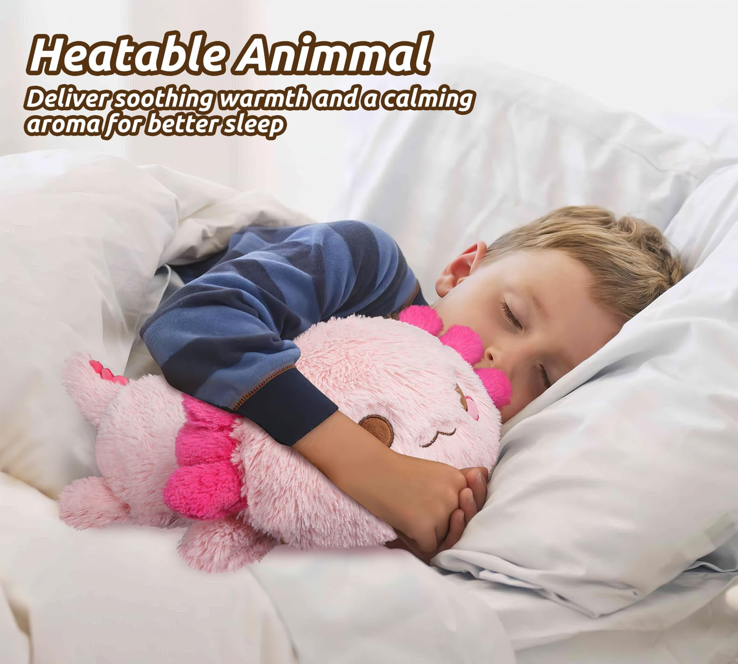 Cuckool Pink Axolotl Stuffed Animals, Microwavable Stuffed Animals Heating Pad For Cramps, Pain Stress Relief, Heatable & Coolab