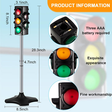 Hiboom Traffic Light Toy - 2 in 1 Safety Indicator with Lights & Sounds, 28.3" Large, Red, Plastic, Model: DBA123