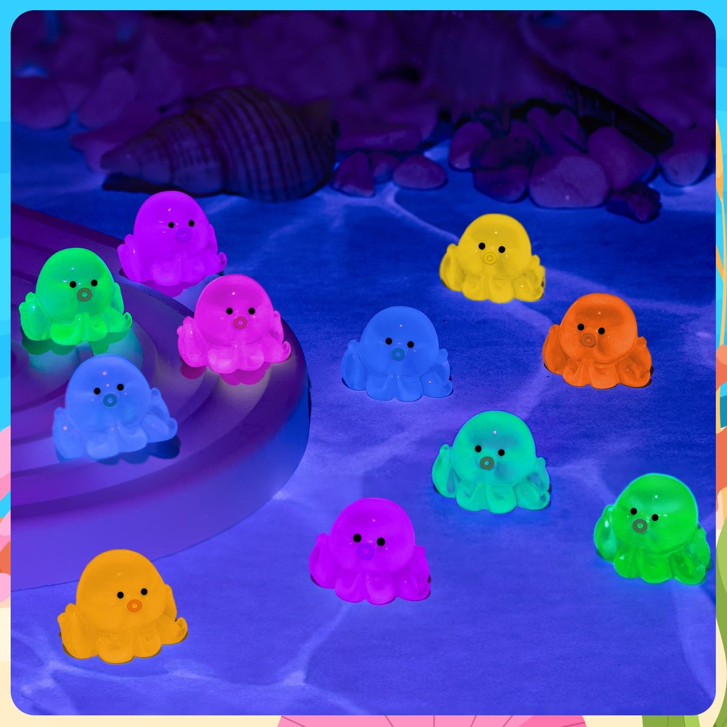 HFAYDZSW 144Pcs Luminous Mini Resin Octopus, Miniature Octopus, Glow in The Dark Tiny Octopus Ornament for Garden Landscape Aqua