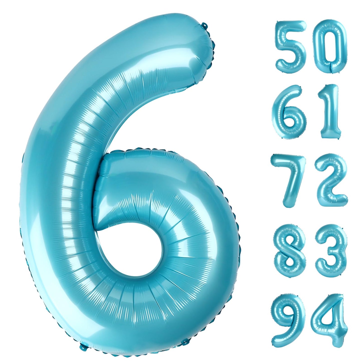 Pearlescent Blue 6 Balloon, Number Balloons 40 Inch, 6Th Balloons For Birthday Decorations, Pearlescent Blue Party Supplies 6 Bi