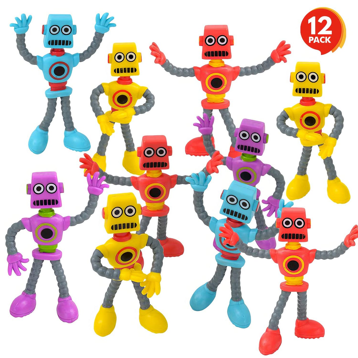 Artcreativity Bendable Robot Figures, Set Of 12 Flexible Men, Birthday Party Favors For Boys And Girls, Stress Relief Fidget Toys, Sensory Toys For Kids And Adults, Goody Bag Stuffers