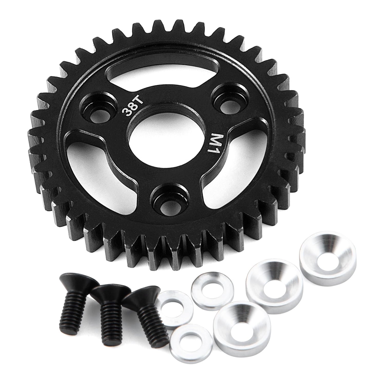 BRKRC Carbon Steel 1M 36T 38T 40T Main Spur Gear for 1/8 Tra-xxas Revo 2.5 3.3 Upgrade Parts (38T)