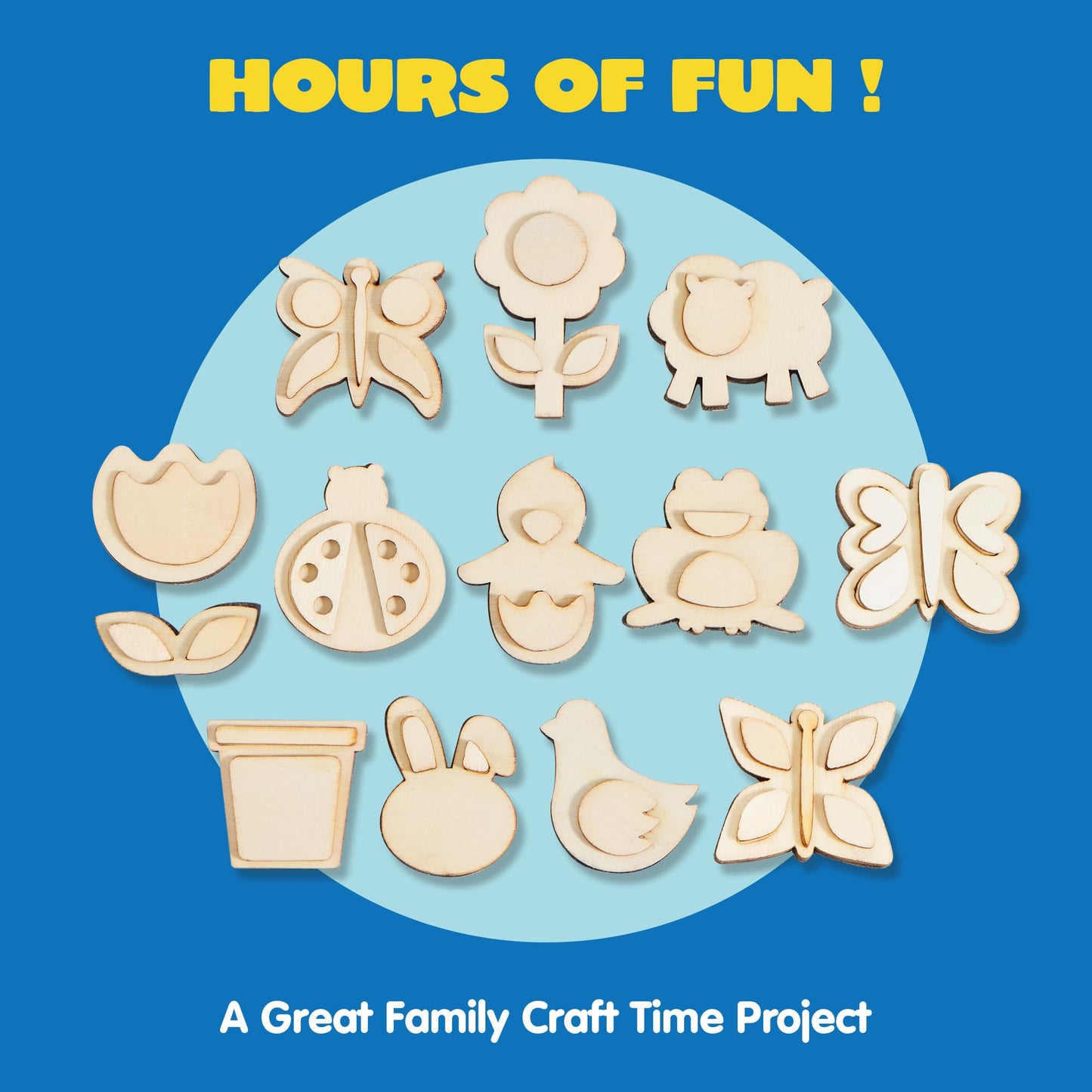 Joyin 12 Wooden Magnet Creativity Arts & Crafts Painting Kit For Kids, Decorate Your Own Painting Gift For Easter Basket Stuffers, Birthday Parties And Family Crafts, Party Favors For Boys Girls