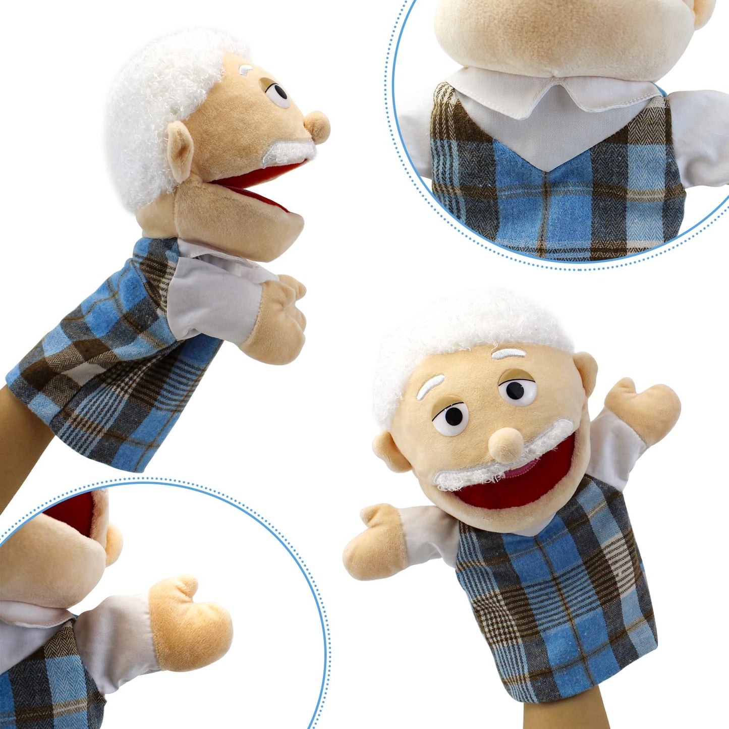 Family Hand Puppets,Puppets For Kids Role Paly Family Members 13.4 Inch Multi-Ethnic Puppets Plush Soft Hand Puppets Family Pupp