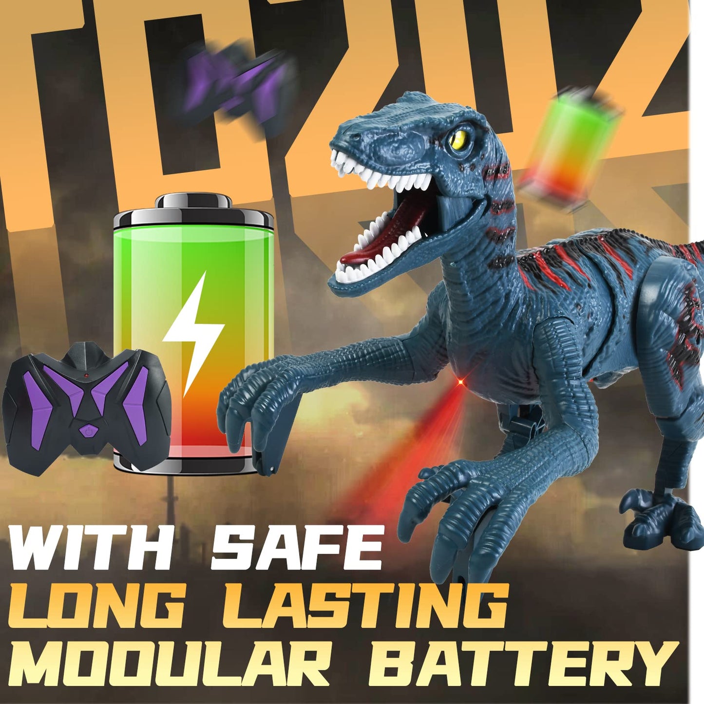 Apobatk Remote Control Dinosaur Toys For Kid - Walking Dinosaur Toys For Boys 5-7?Rc Jurassic Velociraptor Toys 8-12?Robot Dinos