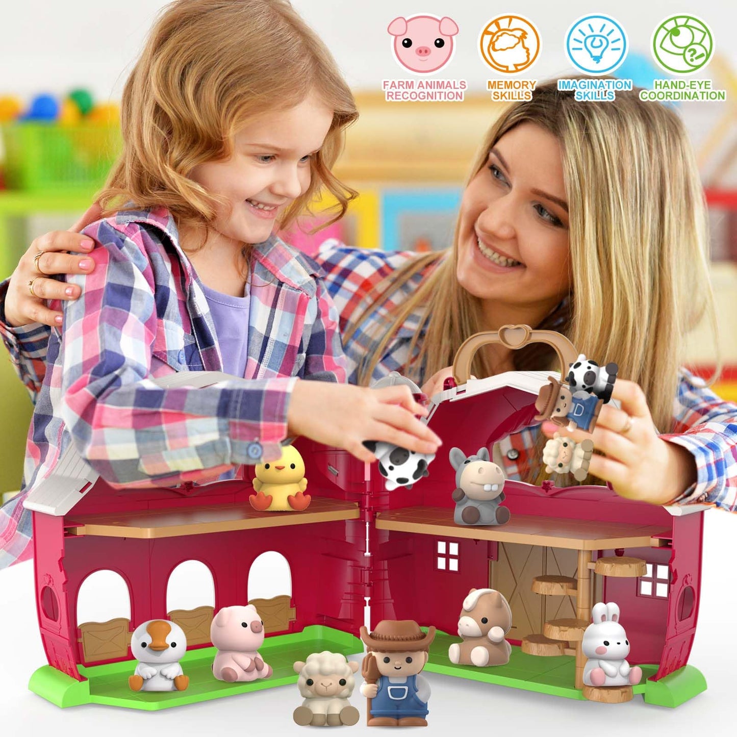 Toddler Toys For 1 2 3 Years Old Boys And Girls, Big Barn Toy With Farm Animal, Toddler Educational Montessori Toys, Farm Pretend Playset Toy, Christmas Birthday Gift For Toddler Baby Boys Girls