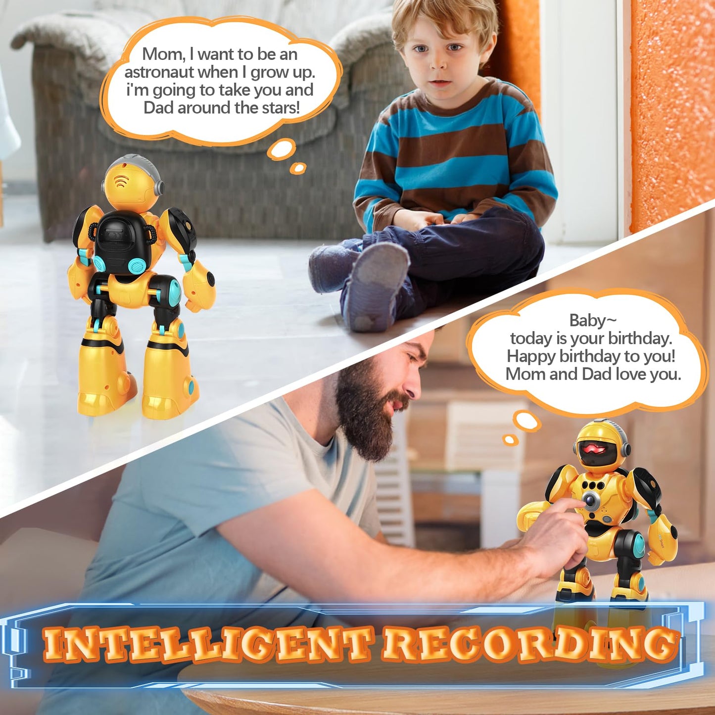 Zreswap Robot Toys Gift For Kids: Remote Control Robot Programmable Robot With Record Voice Music Dancing Gesture Control, For T