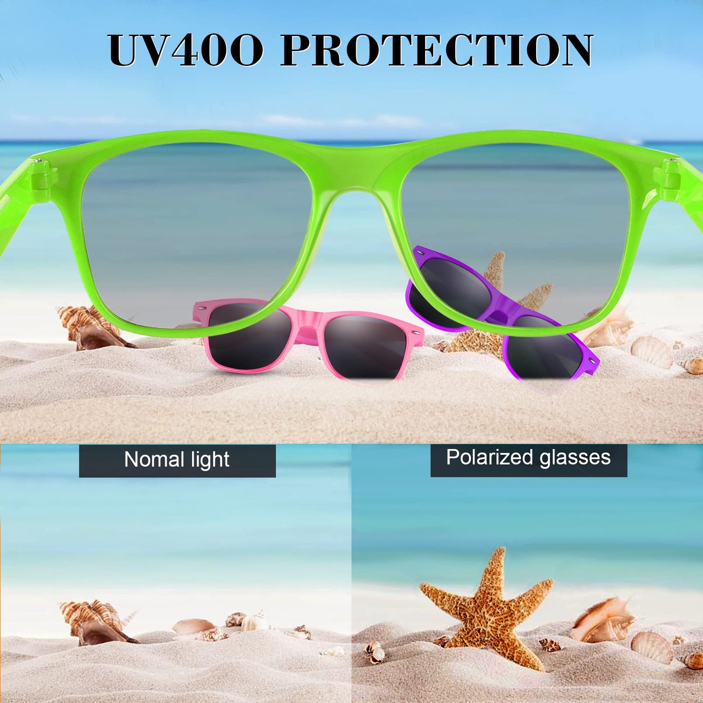 Fepito 24 Pack Party Sunglasses Bulk For Birthday Party Favors Goody Bag Fillers For Beach Pool Party Toys For Adults, Green
