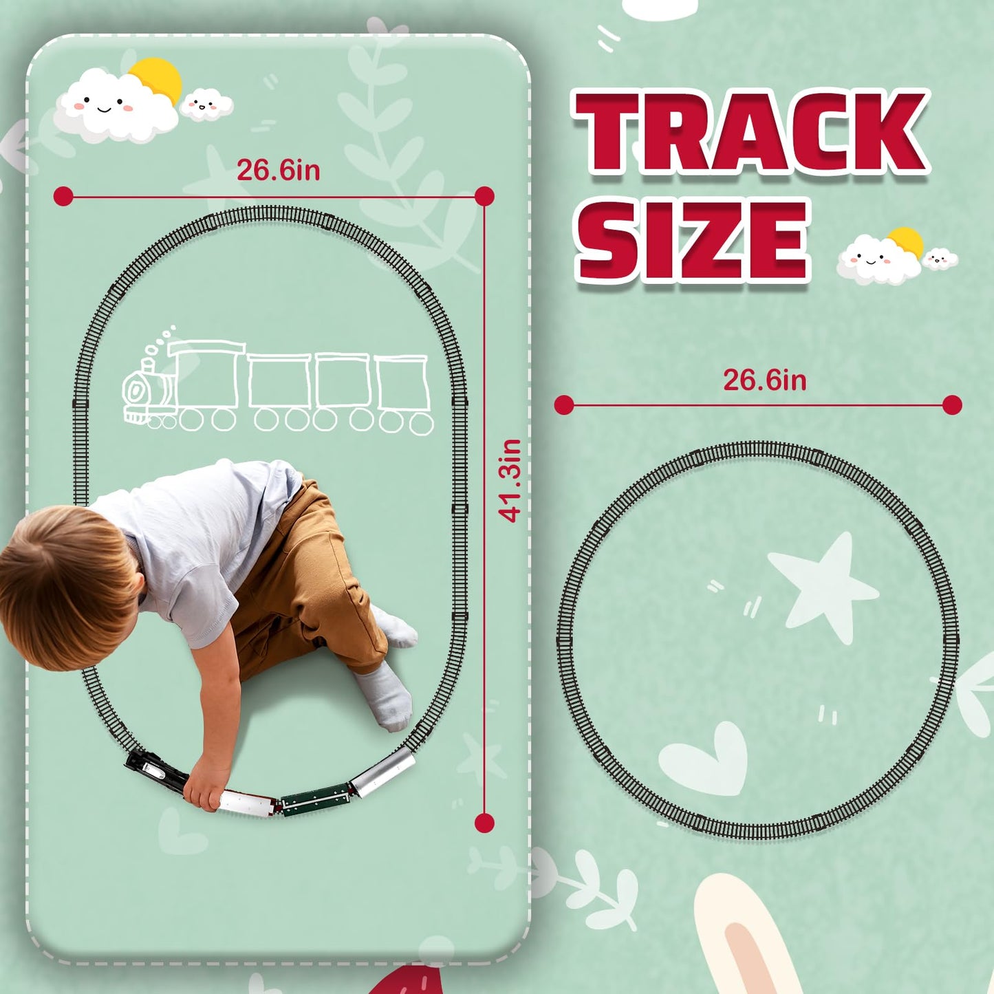 Deao Christmas Train Set Toys For Kids, Toy Train Track Locomotive Engine Battery Powered Railway Kits With Road Signs And Tracks