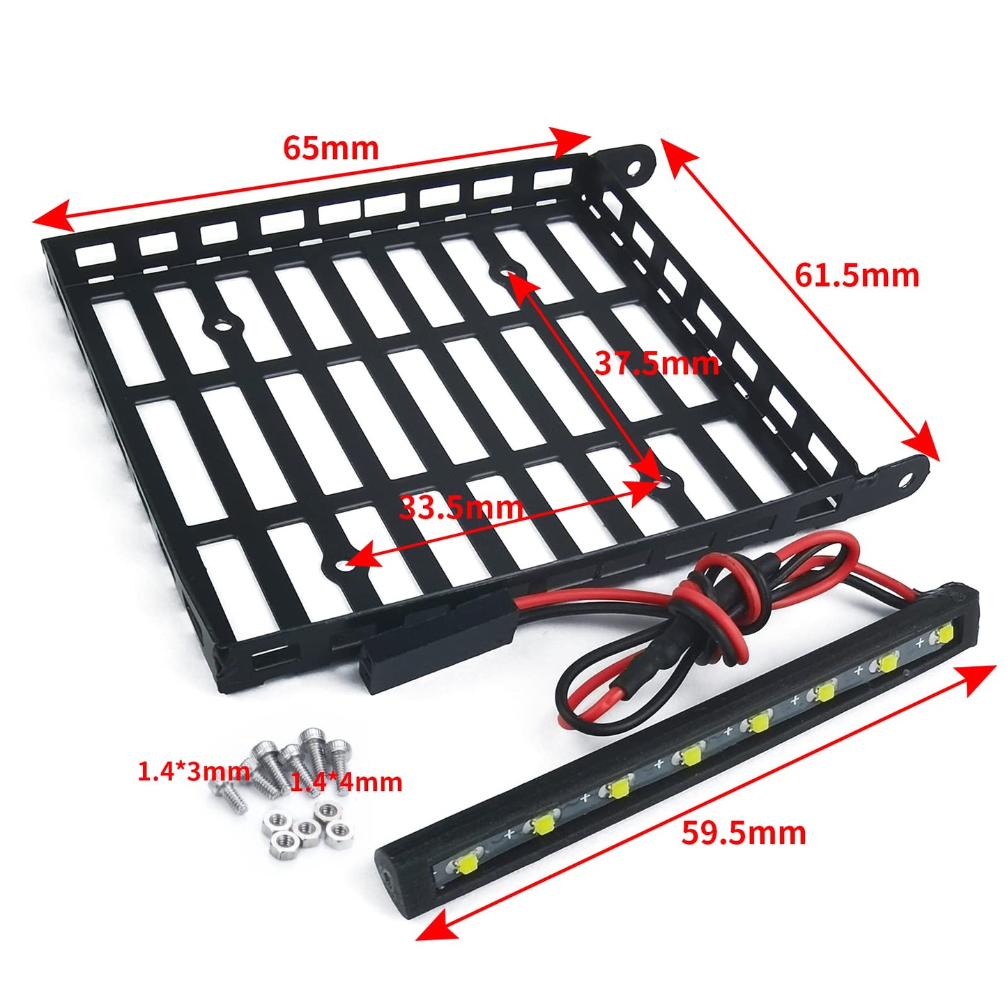 MOHERO RC 1/24 Metal Roof Rack Luggage with Headlight for 1/24 RC Crawler Car Axial SCX24 AXI00005 Gladiator Upgrade Parts