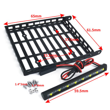 Rclions Stainless Steel Rc Roof Rack With Led Light Bar For Axial Scx24 Axi00005 Gladiator 1/24Th Rc Crawler Truck Car