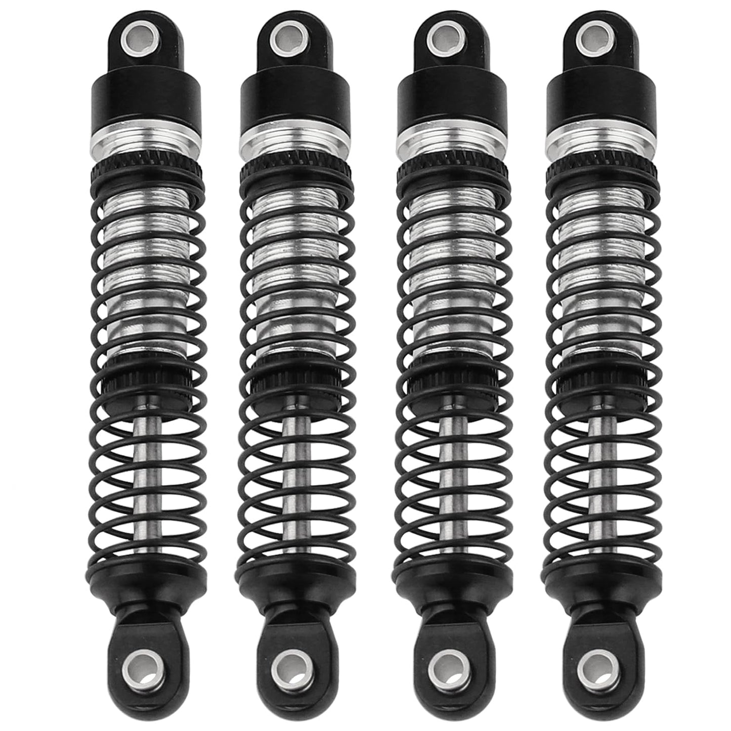 RZXYLRC 4PCS 59mm Aluminum Shocks Absorbers Long Threaded Oil Damper for 1/18 RC Crawler TRX4M TRX4-M Upgrade Parts (black)