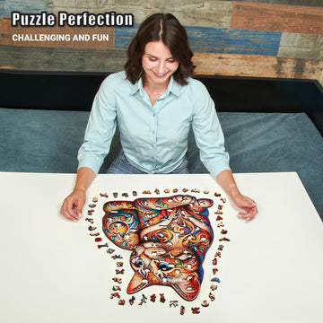 Leogor Large Wooden Puzzles For Adults – Colorful Mosaic Cat Puzzle 500 Piece With Unique Laser Cut Animal-Shaped And Kitten-Inspired Wood Pieces – Challenging Jigsaw, Xl Size 16.8'' X 21.9''