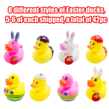 42 Pcs Easter Rubber Ducks,Baby Showers Accessories,Mini 2.16'' Bunny Duckies Bath Toys For Kids Fun Bath, Easter Basket Stuffer