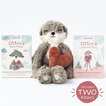 Slumberkins 14' Otter Kin & 2 Board Books Complete Set Bundle | Promotes Family Bonding, Building Connections & Acceptance | Social Emotional Learning, Ages 0+ (Otter Kin Plush + 2 Board Books)