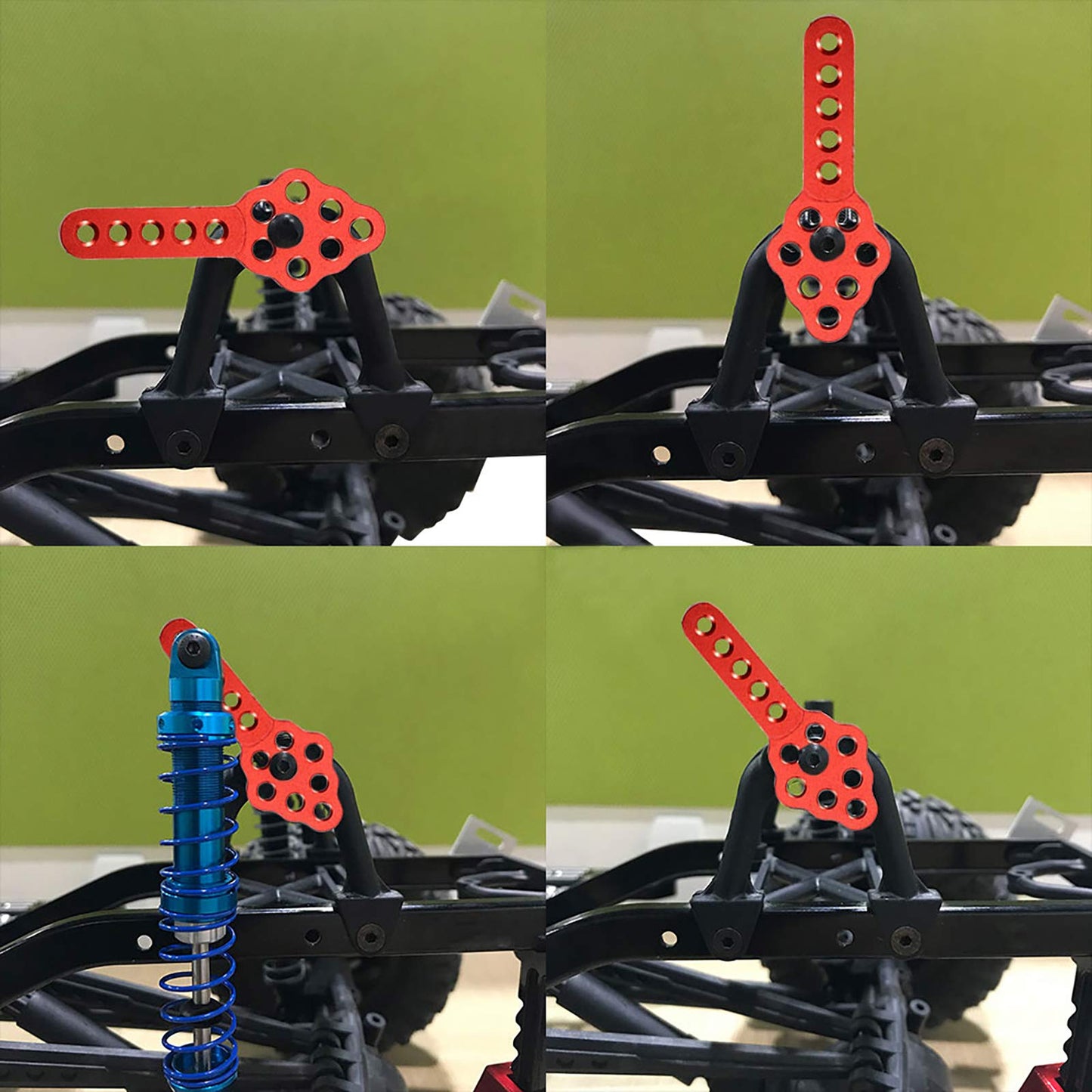 AMOGOT 4Pcs Metal CNC RC Car Shock Absorber Mount Adjust Height Angle Stand for Axial SCX10 90046 D90 D110 SCX10III RC Crawler (