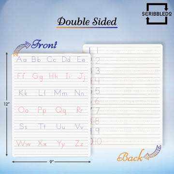 Scribbledo Dry Erase Handwriting Practice For Kids 9 X 12 Inch Alphabet Tracing Board Whiteboard Letter Tracing For Kids Ages 3-5 Write And Wipe Alphabet Practice Cards Letters Writing Board