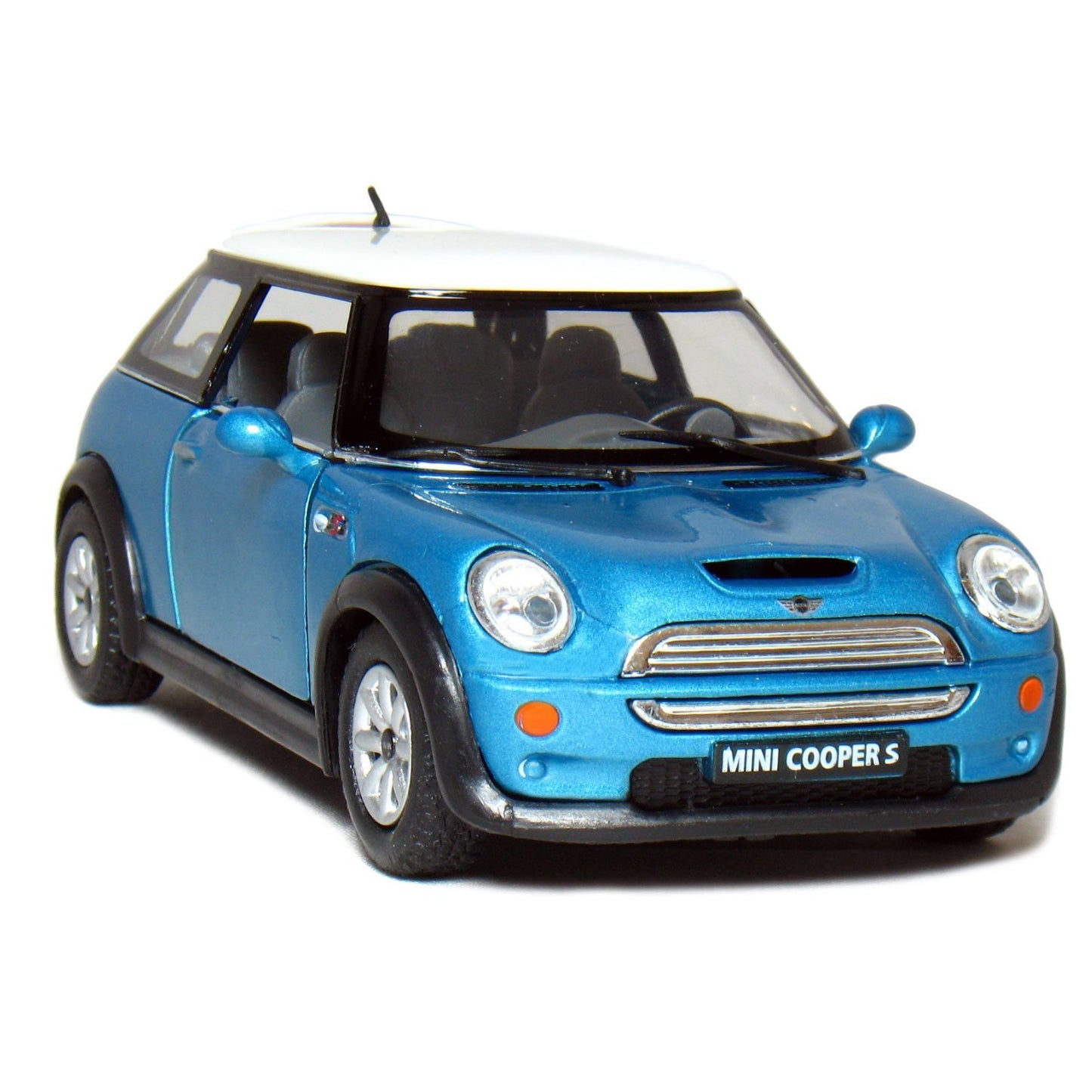KiNSMART Mini Cooper S 5'' 1:28 Scale Die Cast Metal Model Toy Car Blue w/Pullback Action