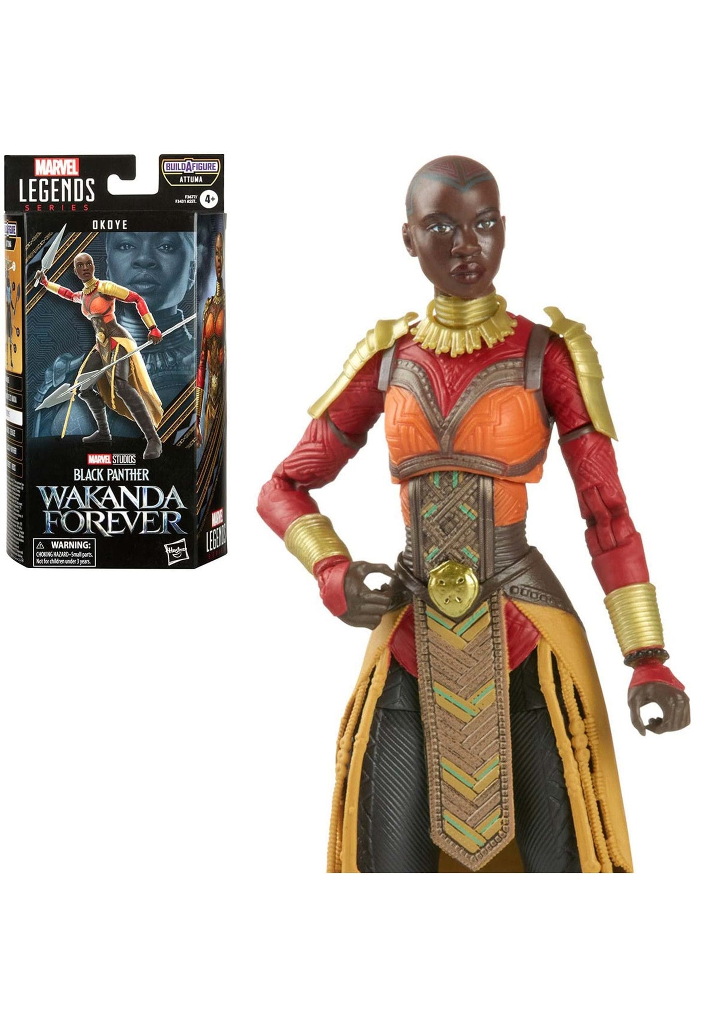 Marvel Legends Series Black Panther Wakanda Forever Okoye 6-Inch Mcu Action Figure Toy, 2 Accessories, 1 Build-A-Figure Part