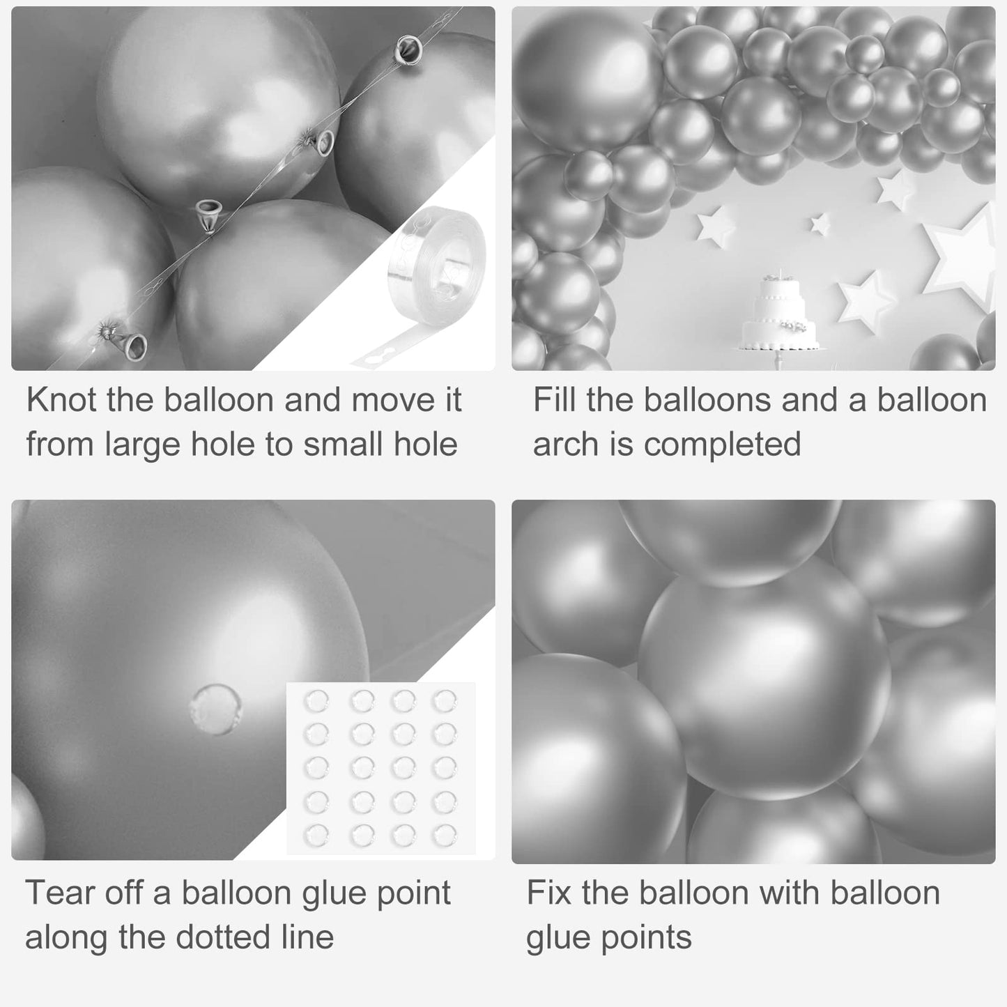 Tuparka Silver Balloons 102 Pcs Metallic Silver Balloons Garland Arch Kit 18 12 10 5 Inches Party Balloons For Birthday Wedding Baby Shower Anniversary Party Decor