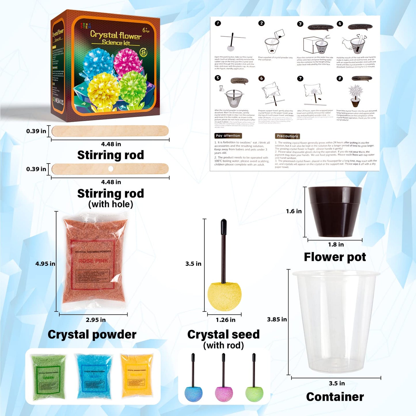 Gobidex Science Kits For Kids, Crystal Growing Kit-Crystals Grow Fast In 24 Hours, Stem Projects Learning & Education Toys Gift For Boys & Girls, Arts And Arafts For Kids Ages 6-8 8-12