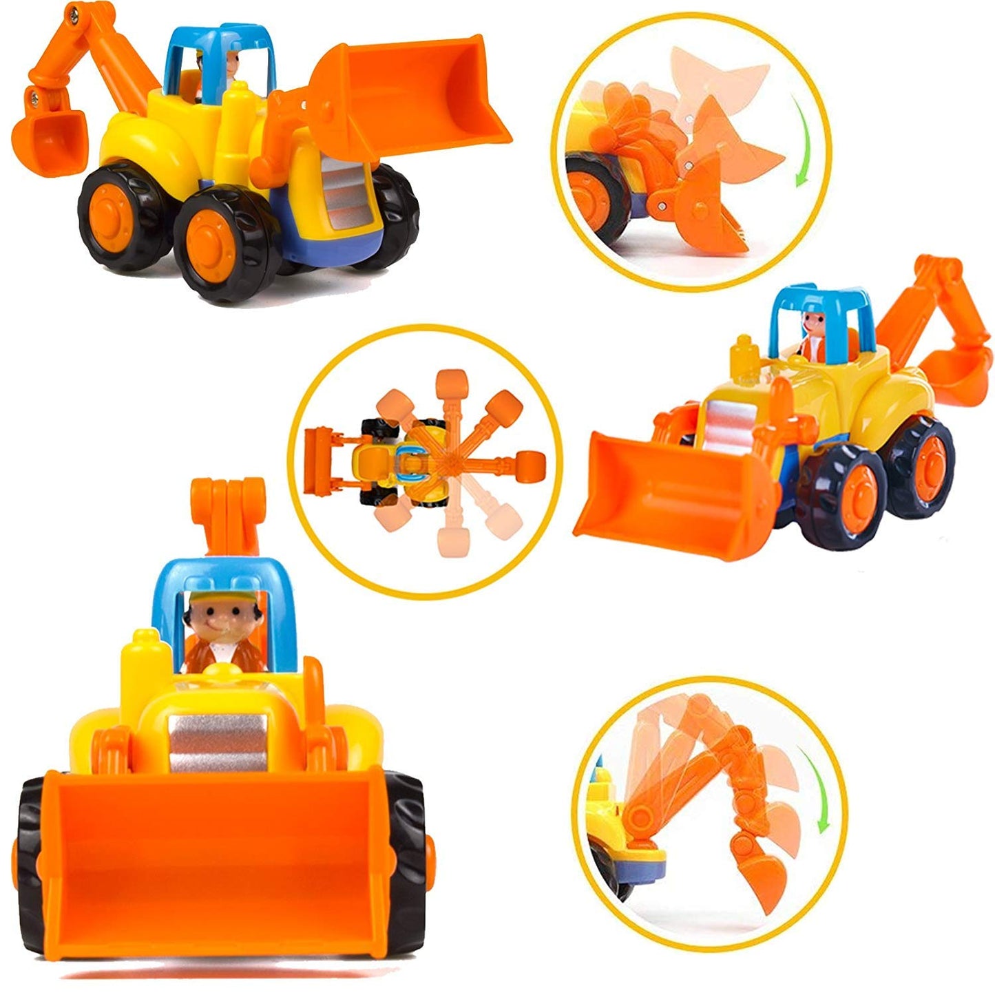 Yiosion Push and Go Friction Powered Cars Construction Vehicles Toy Set Tractor Bulldozer Mixer Truck Dumper for 1 2 3 Year Old