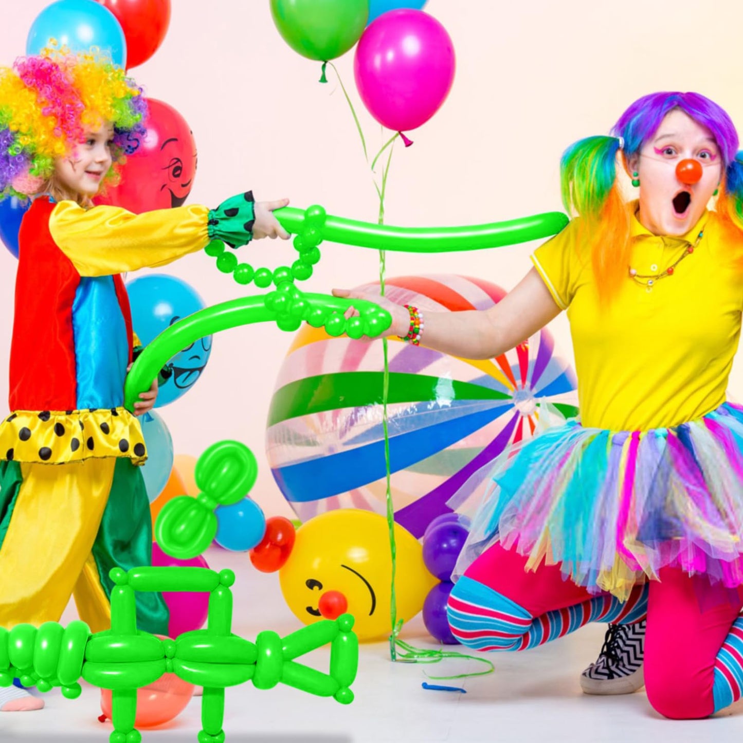 Lxzfcrg 260 Balloons Green Long Balloons For Balloon Animals, Thickening Long Skinny Latex Twisting Balloon For Balloon Garland