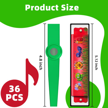 36 Pieces Operation Christmas Gifts Include 18 Pcs Harmonica Bulk Toy & 18 Pcs Multicolor Metal Kazoos Bulk for Kis Charity Part